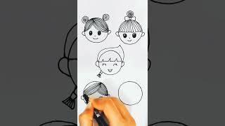 How to draw face  Drawing ideas from circle  Drawing lessons for beginners drawingtutorials art [upl. by Sinne]