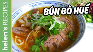 How to make BUN BO HUE  Vietnamese Spicy Beef Noodle Soup  Helens Recipes [upl. by Crispas361]