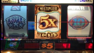 High Limit Slots Awesome Bonus Bells Slot with Locking Wilds  5x 10x Pay  Triple Double Stars [upl. by Linnell]