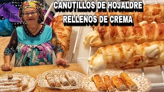 CANUTILLOS ESPECTACULARES DE HOJALDRE RELLENOS DE CREMA PASTELERA Y CRUJIENTES👵 María la pastelera [upl. by Abrahams]