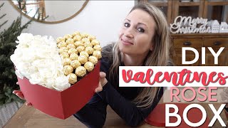 DIY Valentines Day Rose Box Tutorial with Ferrero Rocher Chocolates Flower Gift Ideas for Her [upl. by Kath518]