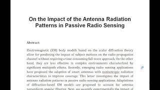 On the Impact of the Antenna Radiation Patterns in Passive Radio Sensing [upl. by Jabin]