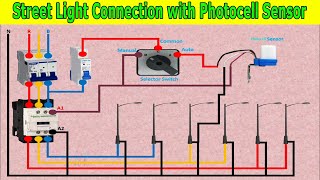 Street light Wiring connection by photocell Sensor  Photocell Photodiode Sensors wiring diagram [upl. by Ximenes748]