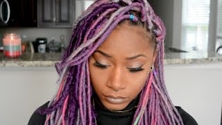 Howto Dye Synthetic Faux Locs PURPLE with Liquid Chalk  My Protective Style for 3c4c Hair [upl. by Ennyl537]