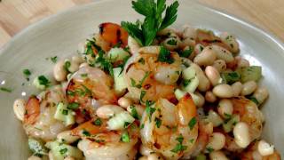 Grilled Shrimp and Cannellini Bean Salad Recipe by Laura Vitale  Laura in the Kitchen Ep 125 [upl. by Niveek]