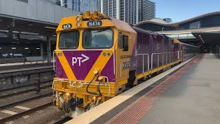 VLine N474 City of Traralgon Departing Southern Cross Station to Warrnambool Leslie RS5T HORN SHOW [upl. by Zipporah]