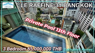 Luxury Private Pool Duplex Apartment For Sale 13th Floor Le Raffine 31 Bangkok 65000000 THB [upl. by Orion]