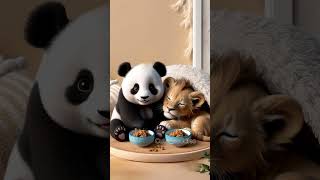 🐼 Panada Visiting lion house 🏡 ai cute funny friendship panada baby lion [upl. by Ynitsed]