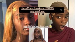 Install My Synthetic SHEIN wig with me  my first time installing a wig [upl. by Anglo29]