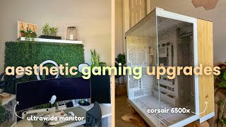 Aesthetic Gaming Setup Upgrades  corsair 6500 series  dual monitor setup [upl. by Norrv]