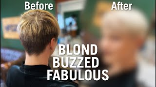 MODEL GOES PLATINUM BLOND AND SUPER SHORT WITH CLIPPERS  HOW TO CUT HAIR TUTORIAL ASMR [upl. by Hungarian]