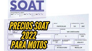 PRECIOS SOAT 2022 Descuento de LEY Revisión Tecno Mecánica solo MOTOS [upl. by Dana]