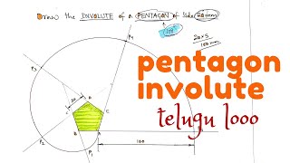 Drawing Pentagon Involute  Engineering Drawing  BTech  Diploma  teluguenglish [upl. by Hembree]