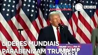 Líderes mundiais parabenizam Donald Trump por vitória [upl. by Nosnibor]