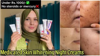 Medicated skin brightening NIGHT CREAMS for hyperpigmentation melasma dark spots freckles amp Tan [upl. by Anihpled926]