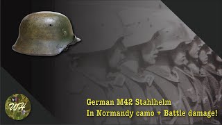 German M42 Stahlhelm Normandy camo  Battle Damaged [upl. by Piscatelli410]