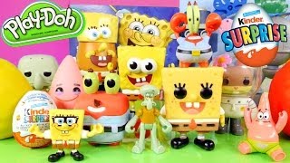 Spongebob Squarepants Full Pop Figure Set  Play Doh Eggs Kinder Surprise Egg Disney Cars Toy Club [upl. by Evonne785]