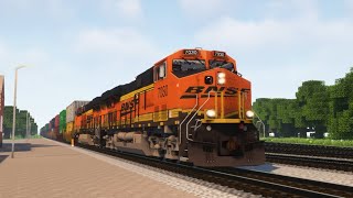 BNSF Intermodal Train in Minecraft Immersive Railroading [upl. by Lightfoot]