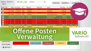 Finanzverwaltung in der VARIO Warenwirtschaft  Offene Posten Mahnungen OnlineBanking  Tutorial [upl. by Limaa]