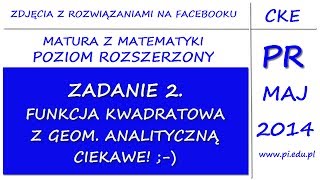 Zadanie 2 Matura z matematyki Maj 2014 PR Funkcja kwadratowa [upl. by Latsirhc]