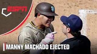 Manny Machado EJECTED along with Padres manager Mike Shildt after heated moment with ump  ESPN MLB [upl. by Eiznikcm]