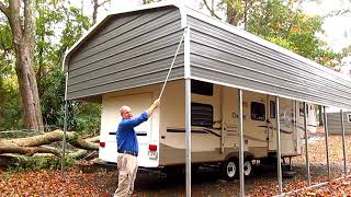 Rv Carport Orientation Video  18 ft wide x 36 ft long x 15 ft high [upl. by Nrek]