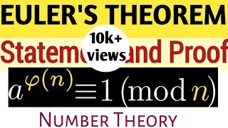 Eulers Theorem  Number TheoryProof of Eulers Theorem Ug Maths BSc mathsMSc Maths PD TUTORIAL [upl. by Henebry]