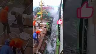 Process of transferring goods between fishing vessels [upl. by Aicinat]