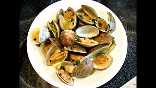 Steamed Clams  Cooking Live Littleneck Clams to perfection in 10 minutes  PoorMansGourmet [upl. by Koffler]