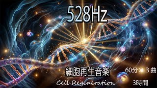 528Hz 奇跡の細胞再生音楽  DNA修復・活性化の3ステージ  3時間究極の睡眠バイオハッキング」 [upl. by Huggins]