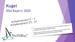 Kugel  MSA Bayern Mathe 2020 [upl. by Aram]