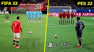 FIFA 22 vs PES 2022  Realistic Free kick PS5 [upl. by Aerdnak]