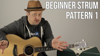 Beginner Strumming Patterns For Acoustic Guitar Pattern 1  Beginner Guitar Lessons [upl. by Leirda]