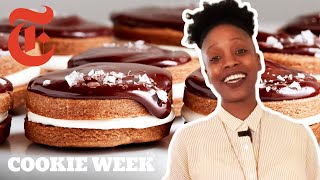 Hot Chocolate Marshmallow Sandwich Cookies With Yewande  NYT Cooking [upl. by Rehpatsirhc]