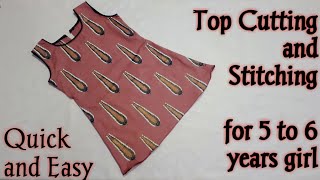 Top cutting and stitching for 5 to 6 years old girl  Simple quick and easy top stitching [upl. by Nevsa]