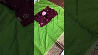 1250Tussar Silk Grand Blouse Combo Saree zari checks [upl. by Ten]