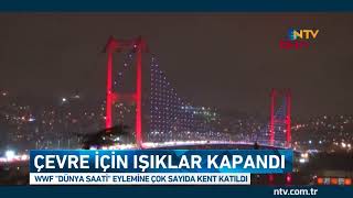 İstanbul 1 saatliğine karardı Dünya Saati eylemine pek çok kent katıldı [upl. by Anilra828]