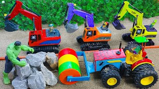 Diy tractor mini Bulldozer to making concrete road  Construction Vehicles Road Roller 118 [upl. by Adile842]