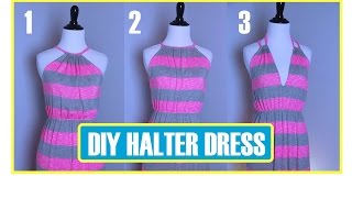 How to sew a Halter Dress 3 in 1 One Dress Three Styles  Sew Aldo [upl. by Ranita]