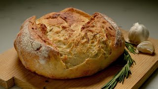 RUSTIC ROSEMARY GARLIC BREAD Artisan Bread Anyone Can Make [upl. by Johnathon276]