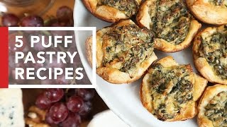 5 Puff Pastry Recipes  Quick amp Easy Appetizers [upl. by Freiman948]