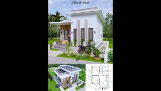 Best Small House Plans 6x8 Meter 20x27 Feet 2 Beds Terrace roof houseplans home homedesign [upl. by Kcirederf409]