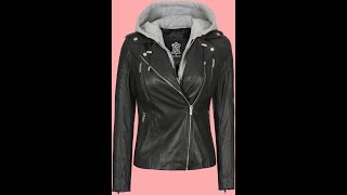 fjackets Leather Jackets For Women Removable Hood amp Bomber Real Lambskin Leather Jacket Womens [upl. by Ananna]