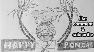 Pongal drawing  pongal drawing easy  pongal festival drawing [upl. by Brien]