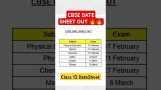 CBSE DATE SHEET 2025 Class 12  CBSE latest news  Official Datesheet cbsedatesheet [upl. by Salhcin828]