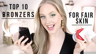 TOP 10 BEST BRONZERS FOR FAIR SKIN  Powders Creams and Swatches [upl. by Joashus]