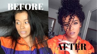 Heatless Straight to Curly Hair Tutorial  Straw Curls [upl. by Edac]