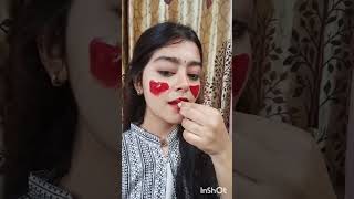 🍒💋Peel Off Lip Stain on Cheeks and Lips lipstick makeup shortsfeed viral [upl. by Nosidam827]