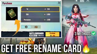 HOW TO GET FREE RENAME CARD IN PUBG  BGMI 100  WORKING AND LEGAL METHODS [upl. by Ainer]