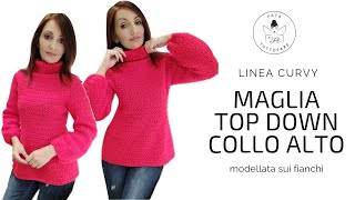 TUTORIAL Maglia TopDown collo alto uncinetto 💖lafatatuttofare💖 [upl. by Aihsrop901]